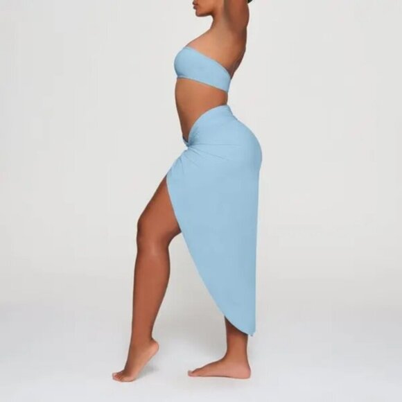 NWT SKIMS Swim Sarong Skirt Cover Up Midi Iris Blue M - Picture 3 of 12